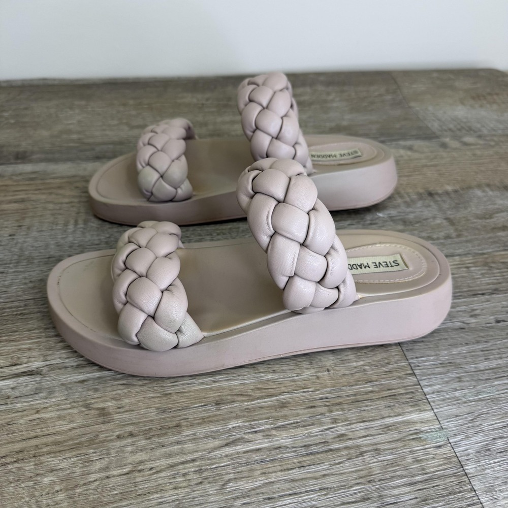 Steve Madden Shoes Womens Size 10 Pink Braided Double Strap Slide Sandals